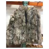 Fancy bunny fur coat, repairable large tears, sz