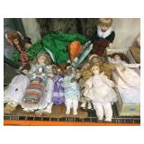 Collection of porcelain dolls & more.
