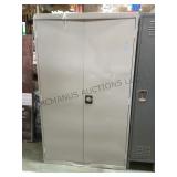 Large metal locking cabinet w/ keys, damaged,