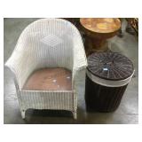 Wicker armchair & laundry basket.         
Local