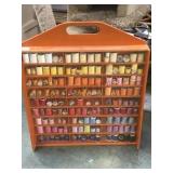 Wood & plexi glass cabinet full of thread, local