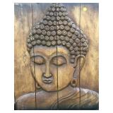 Carved wooden Buddha wall art, local pickup only