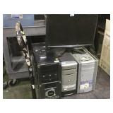 3 computers that power on ,1- local caked, 1-