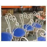 4 White & blue wrought iron chairs, local pickup
