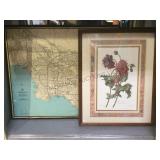 Framed L.A. map & wall art.         
Local