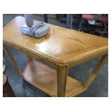 Blonde wood hall table & lamp, local pickup only
