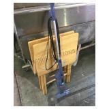 2 wooden TV trays & BISSELL  bagless vacuum,