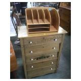 Vintage 5 drawer dresser, w/ modern shelf, local