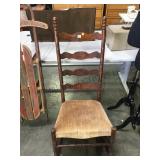 Antique oak  ladder back rocking chair local