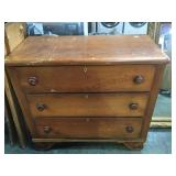 Antique 3 drawer Empire dresser - offset lock,