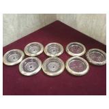 Lot of 8 sterling wrapped glass coasters local