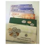 1988, 1993 & 3- 2001 US Mint Unc. coin Sets