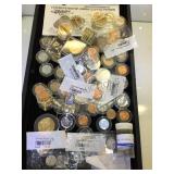Coinage, nickels, dimes, pennies, some silver