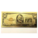 $50 gold foil reproduction note