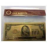 $50 gold foil reproduction note