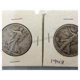 1944 & 1943 Liberty Walking Half Dollars