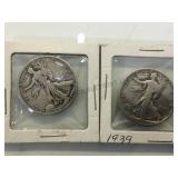 1939 & 1934 Liberty Walking Half Dollars