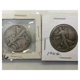 1942 & 1936 Liberty Walking Half Dollars