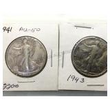 1941 & 1943 Liberty Walking Half Dollars