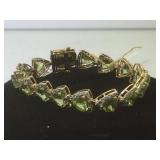 Sterling Peridot & White Topaz bracelet, w/