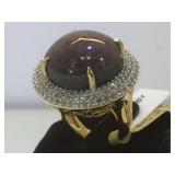 Sterling cast star ruby & white sapphire ring,