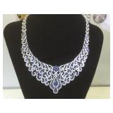 Sterling Tanzanite & Diamond necklace ,w/