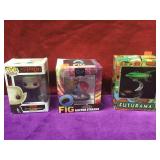 Lot of 3 collectible figures incl.  Pop, Q Fig