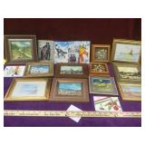 Lot of framed paintings and cards local pickup