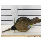 Vintage Brass and wood bellows set, leather good