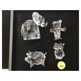 4 Swarovski Crystal animals, signed, all vg