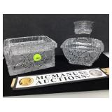 Cut crystal ashtray / cigarette box, and ha