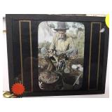 Antique colored magic lantern glass slide ,