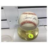 Tommy John Autographed Baseball, no COA, in case