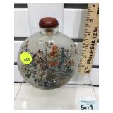 Lg mkd China snuff bottle, glass, reverse painted