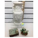 Orientalia , vintage carved hard stone on wood