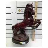 Raised a Stallion statue, resin, on wood base,
