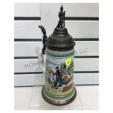 Regimental German beer stein , figural lid,
