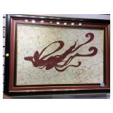 Batik Print on cloth , matted , framed, India