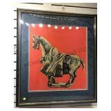 Print of Ming style horse, finely matted and
