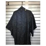 Vintage Japanese Kimono, blue and black, vg