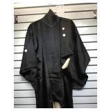 Vintage Japanese Kimono, black w white dots