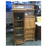 Oak side by side secretary drop front desk,