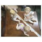 3 lg Bisque Piano Babies, vg condition, Japan ca