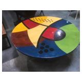 Modernist designer rd coffee table, 48 in D, 18