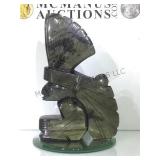 Carved labradorite sitting chief, 9 inch tall.