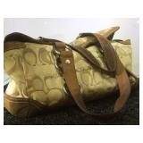 Tan & brown Signature Coach hand bag,