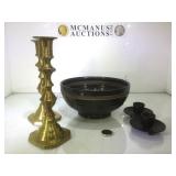 India brass candlestick holders, metal candle