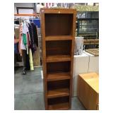 Wooden 5 shelf narrow bookcase local pickup only