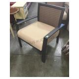 Pr Lawn chairs, upholstered cushioned seats,
