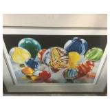 Lg print of glass marbles, matted and framed